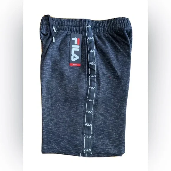 FILA Sport Fleece Taping Gray Black Comfy Shorts Size Large 10” Inseam NWT - Picture 1 of 1